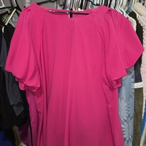 JODIFL Hot Pink Flutter Sleeve Blouse
